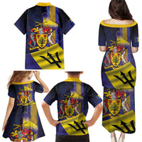 Barbados Independence Day Family Matching Puletasi and Hawaiian Shirt Coat of Arms with Freedom Emblems - Wonder Print Shop