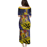 Barbados Independence Day Family Matching Puletasi and Hawaiian Shirt Coat of Arms with Freedom Emblems - Wonder Print Shop