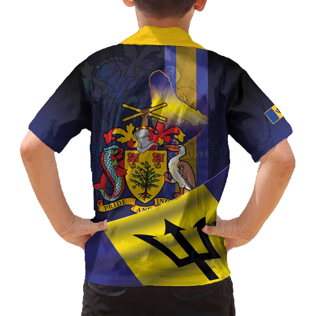 Barbados Independence Day Family Matching Summer Maxi Dress and Hawaiian Shirt Coat of Arms with Freedom Emblems - Wonder Print Shop