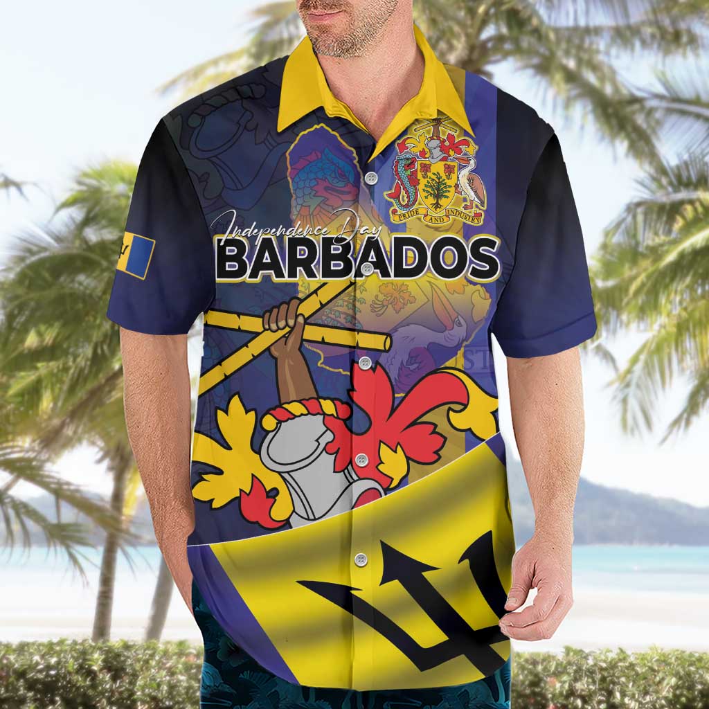 Barbados Independence Day Hawaiian Shirt Coat of Arms with Freedom Emblems - Wonder Print Shop