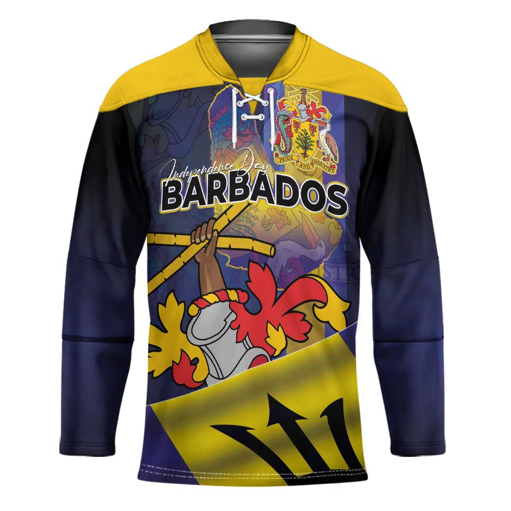 Barbados Independence Day Hockey Jersey Coat of Arms with Freedom Emblems - Wonder Print Shop