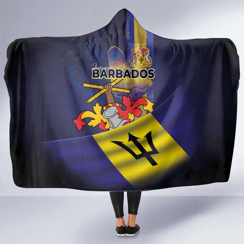 Barbados Independence Day Hooded Blanket Coat of Arms with Freedom Emblems - Wonder Print Shop