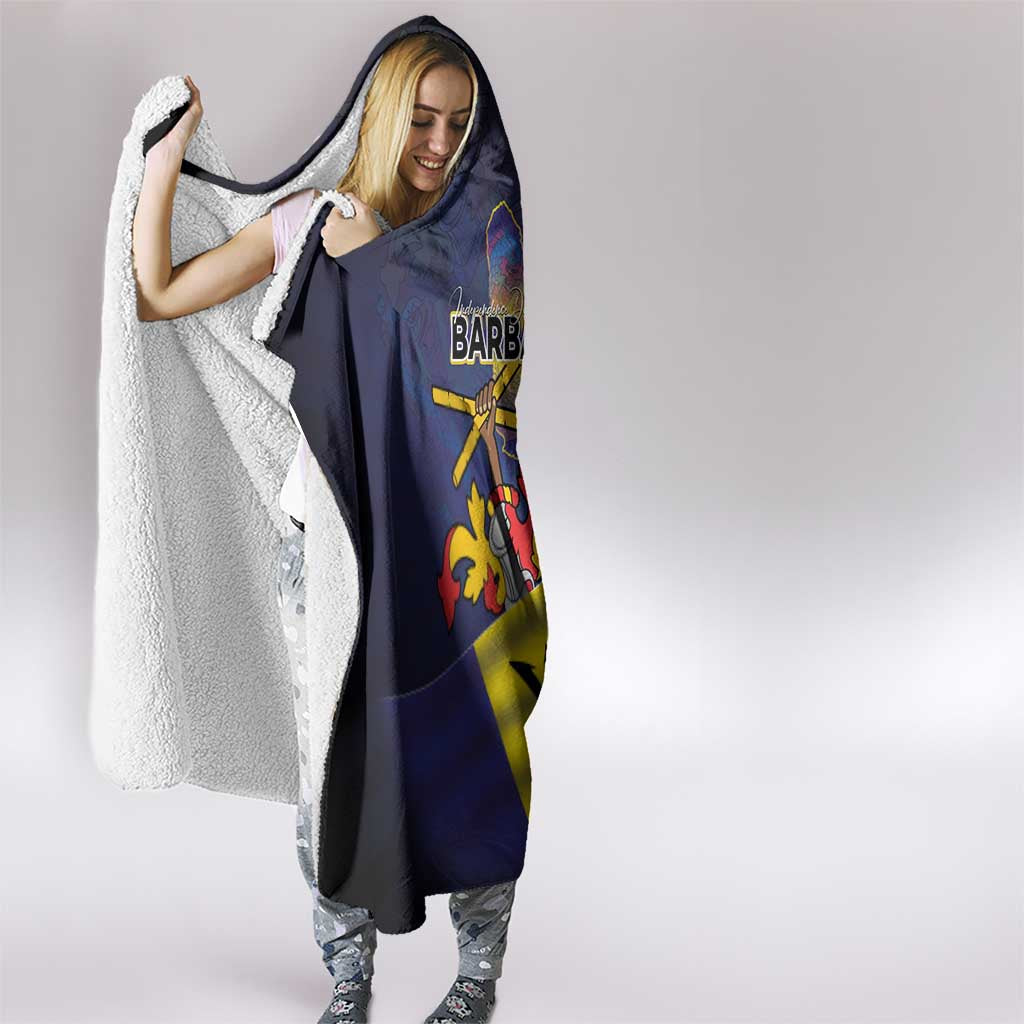 Barbados Independence Day Hooded Blanket Coat of Arms with Freedom Emblems - Wonder Print Shop