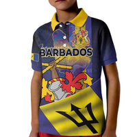 Barbados Independence Day Kid Polo Shirt Coat of Arms with Freedom Emblems - Wonder Print Shop