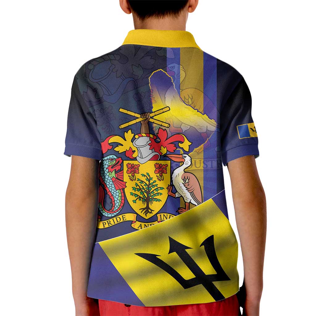 Barbados Independence Day Kid Polo Shirt Coat of Arms with Freedom Emblems - Wonder Print Shop
