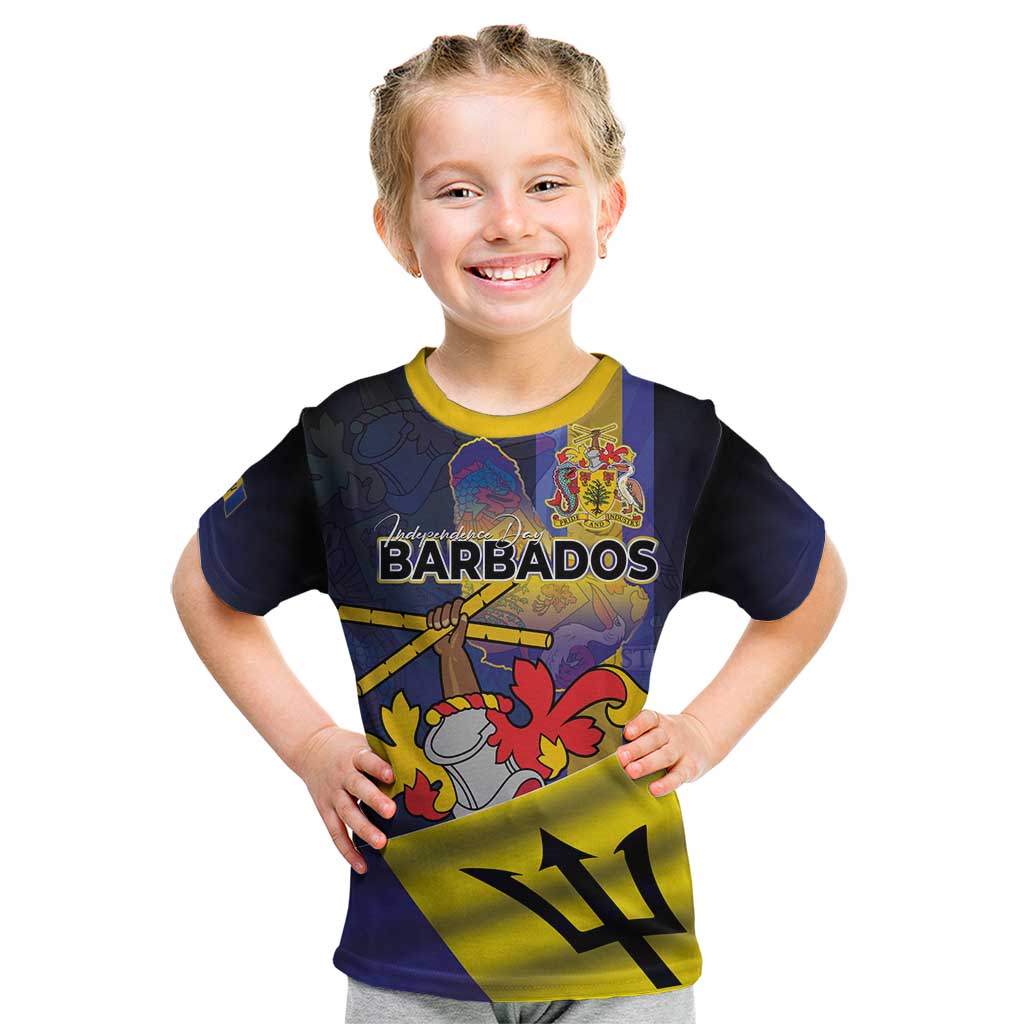 Barbados Independence Day Kid T Shirt Coat of Arms with Freedom Emblems - Wonder Print Shop