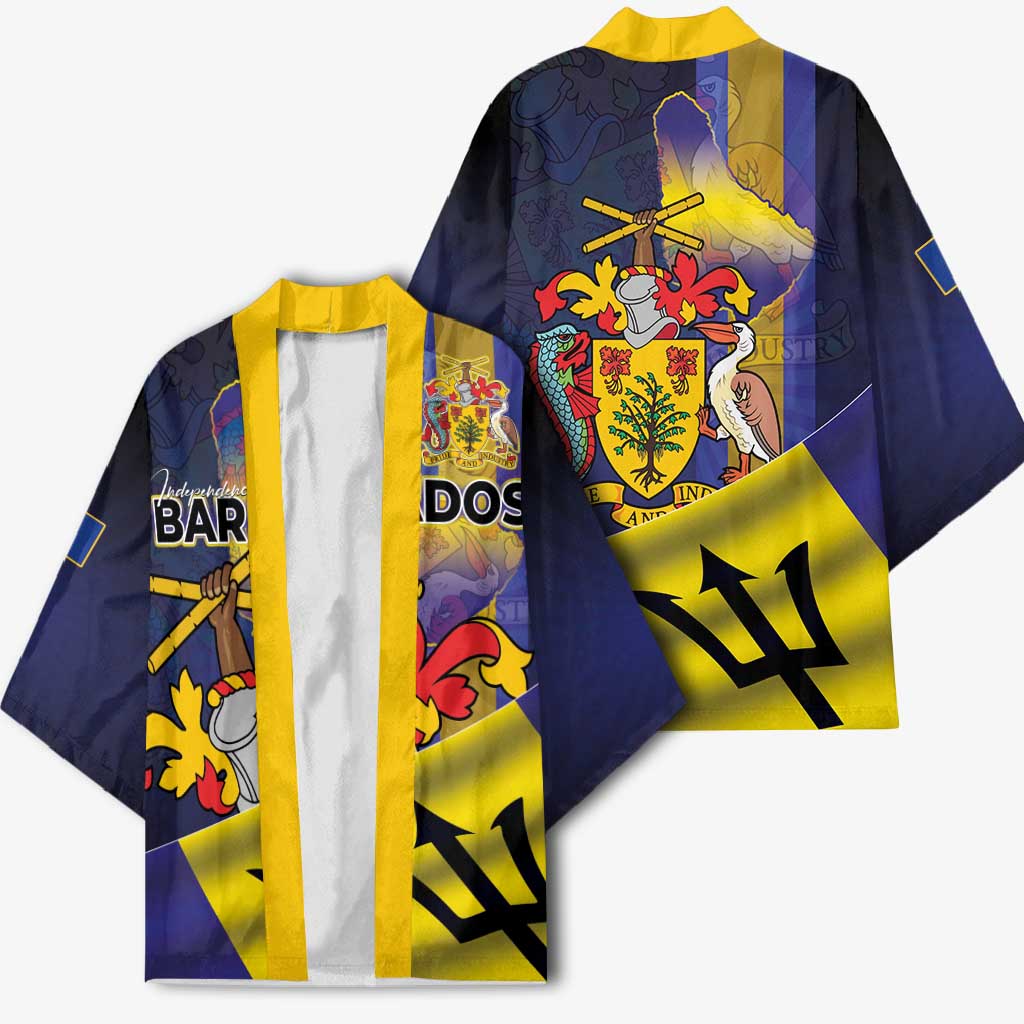 Barbados Independence Day Kimono Coat of Arms with Freedom Emblems - Wonder Print Shop