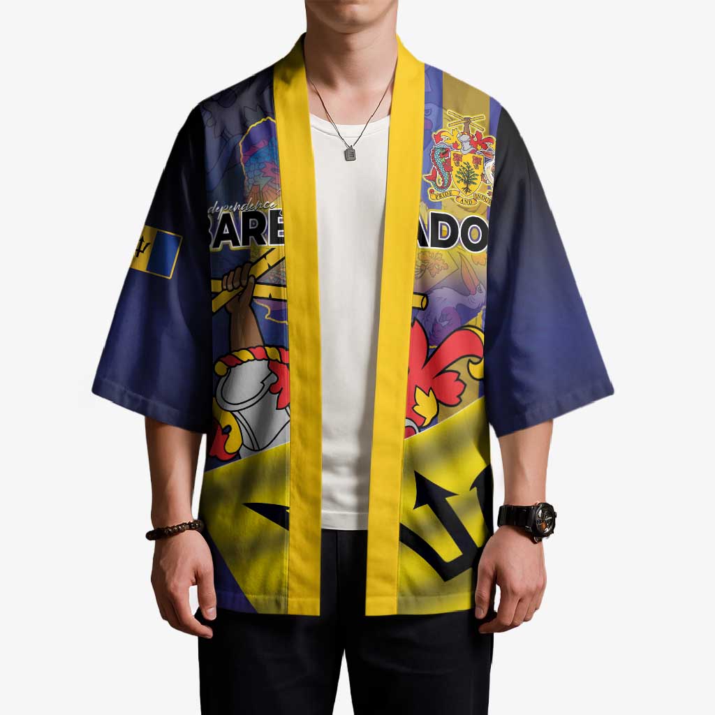 Barbados Independence Day Kimono Coat of Arms with Freedom Emblems - Wonder Print Shop