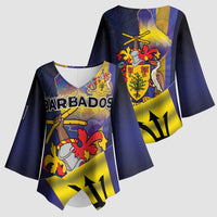 Barbados Independence Day Kimono Sleeve Blouse Coat of Arms with Freedom Emblems - Wonder Print Shop