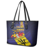 Barbados Independence Day Leather Tote Bag Coat of Arms with Freedom Emblems - Wonder Print Shop