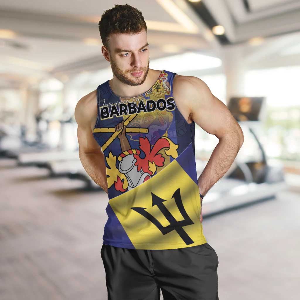 Barbados Independence Day Men Tank Top Coat of Arms with Freedom Emblems - Wonder Print Shop