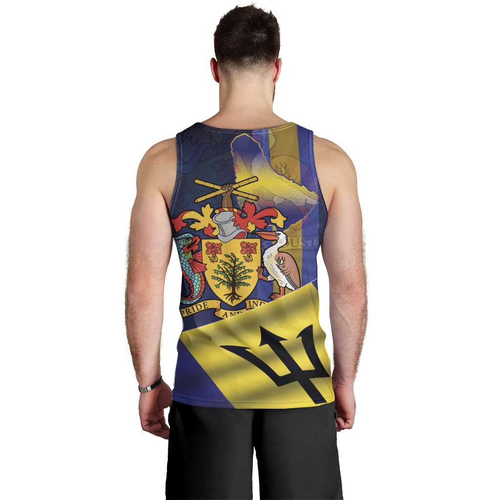 Barbados Independence Day Men Tank Top Coat of Arms with Freedom Emblems - Wonder Print Shop