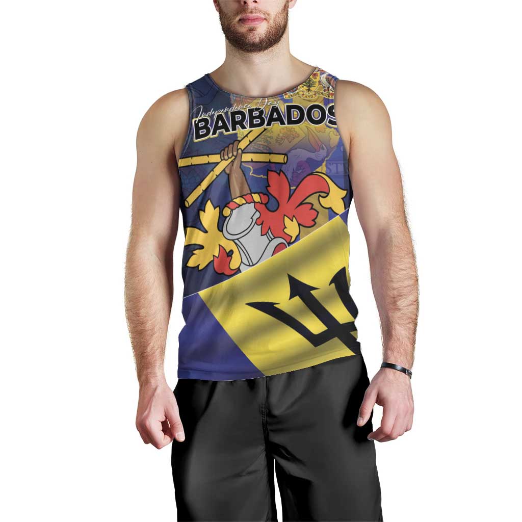Barbados Independence Day Men Tank Top Coat of Arms with Freedom Emblems - Wonder Print Shop
