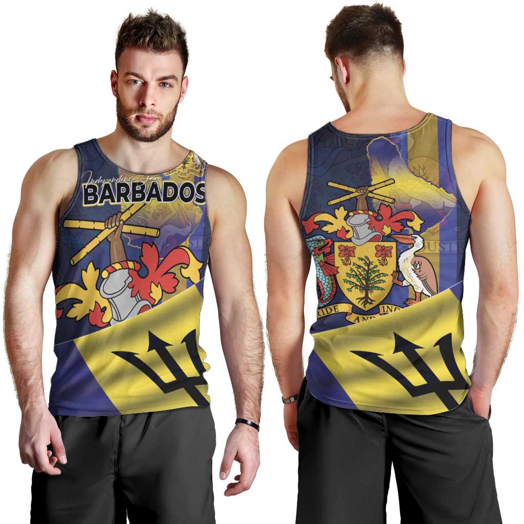 Barbados Independence Day Men Tank Top Coat of Arms with Freedom Emblems - Wonder Print Shop