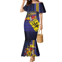 Barbados Independence Day Mermaid Dress Coat of Arms with Freedom Emblems - Wonder Print Shop