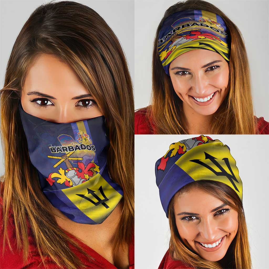 Barbados Independence Day Neck Gaiter Coat of Arms with Freedom Emblems - Wonder Print Shop