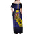 Barbados Independence Day Off Shoulder Maxi Dress Coat of Arms with Freedom Emblems - Wonder Print Shop