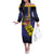 Barbados Independence Day Off The Shoulder Long Sleeve Dress Coat of Arms with Freedom Emblems - Wonder Print Shop