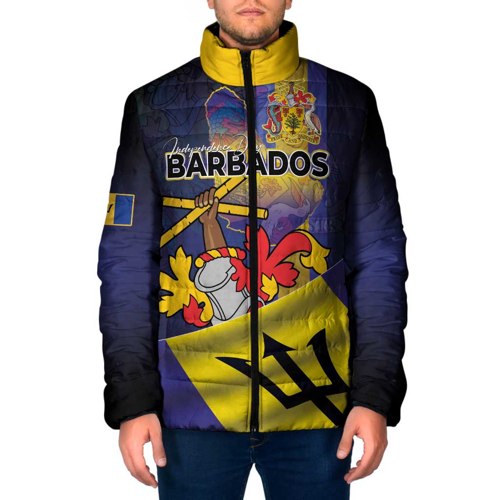 Barbados Independence Day Padded Jacket Coat of Arms with Freedom Emblems - Wonder Print Shop