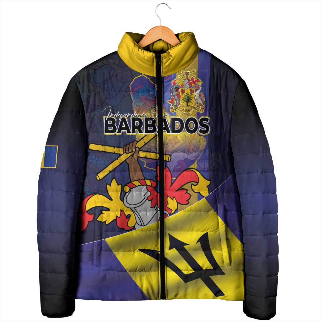 Barbados Independence Day Padded Jacket Coat of Arms with Freedom Emblems - Wonder Print Shop