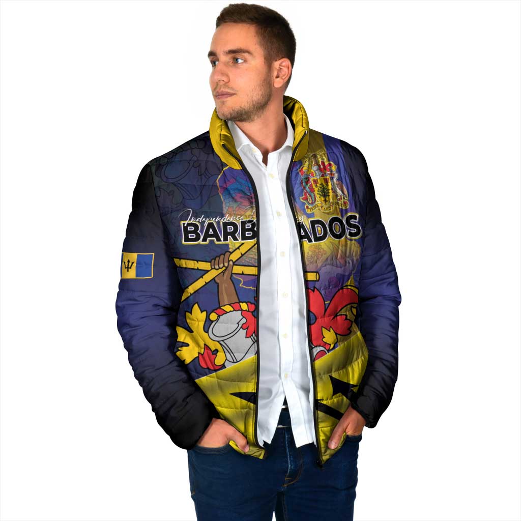 Barbados Independence Day Padded Jacket Coat of Arms with Freedom Emblems - Wonder Print Shop