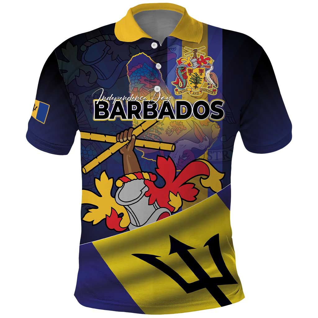 Barbados Independence Day Polo Shirt Coat of Arms with Freedom Emblems - Wonder Print Shop