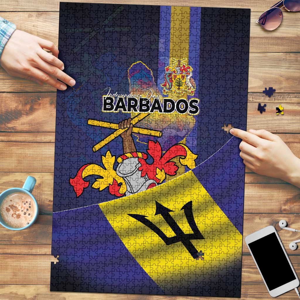 Barbados Independence Day Puzzle Coat of Arms with Freedom Emblems - Wonder Print Shop