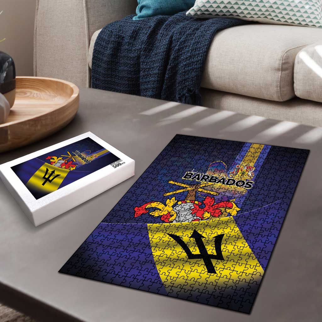 Barbados Independence Day Puzzle Coat of Arms with Freedom Emblems - Wonder Print Shop