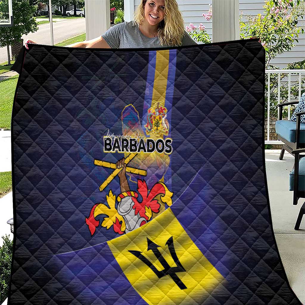 Barbados Independence Day Quilt Coat of Arms with Freedom Emblems - Wonder Print Shop