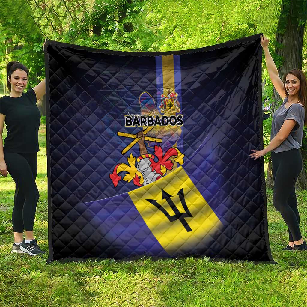 Barbados Independence Day Quilt Coat of Arms with Freedom Emblems - Wonder Print Shop