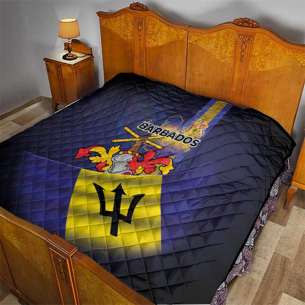 Barbados Independence Day Quilt Coat of Arms with Freedom Emblems - Wonder Print Shop