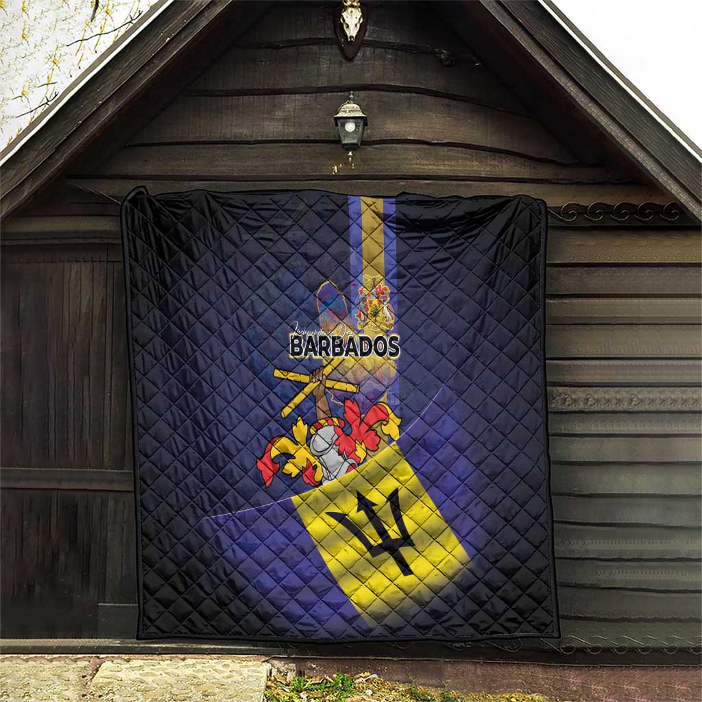Barbados Independence Day Quilt Coat of Arms with Freedom Emblems - Wonder Print Shop