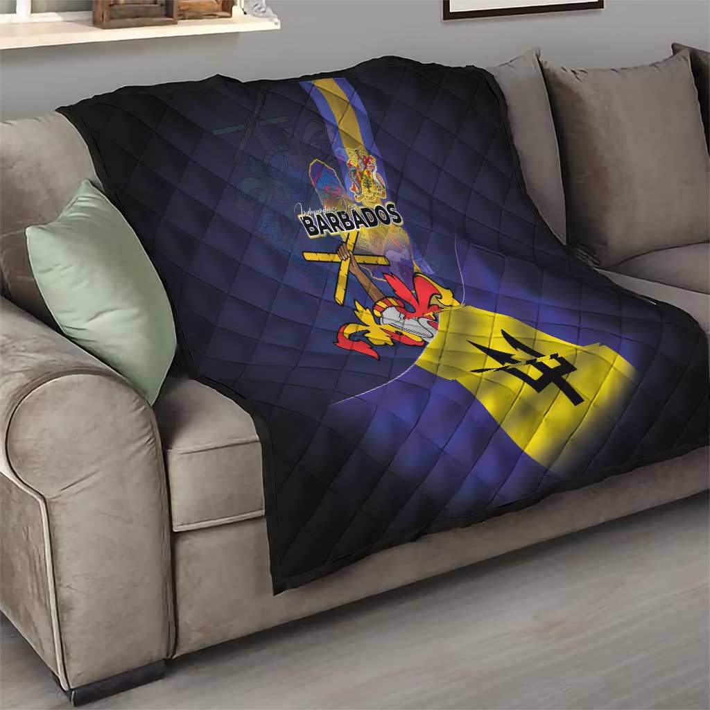 Barbados Independence Day Quilt Coat of Arms with Freedom Emblems - Wonder Print Shop