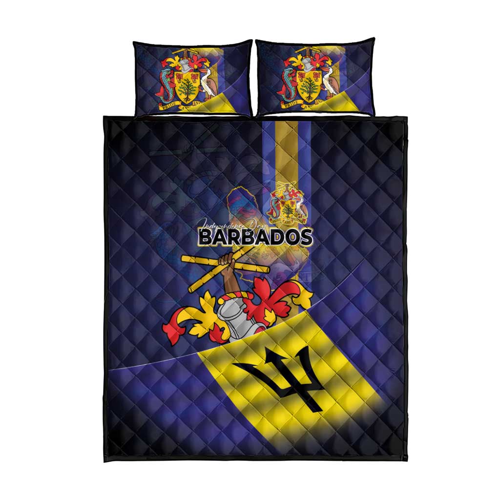 Barbados Independence Day Quilt Bed Set Coat of Arms with Freedom Emblems - Wonder Print Shop