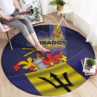 Barbados Independence Day Round Carpet Coat of Arms with Freedom Emblems - Wonder Print Shop