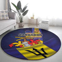 Barbados Independence Day Round Carpet Coat of Arms with Freedom Emblems - Wonder Print Shop