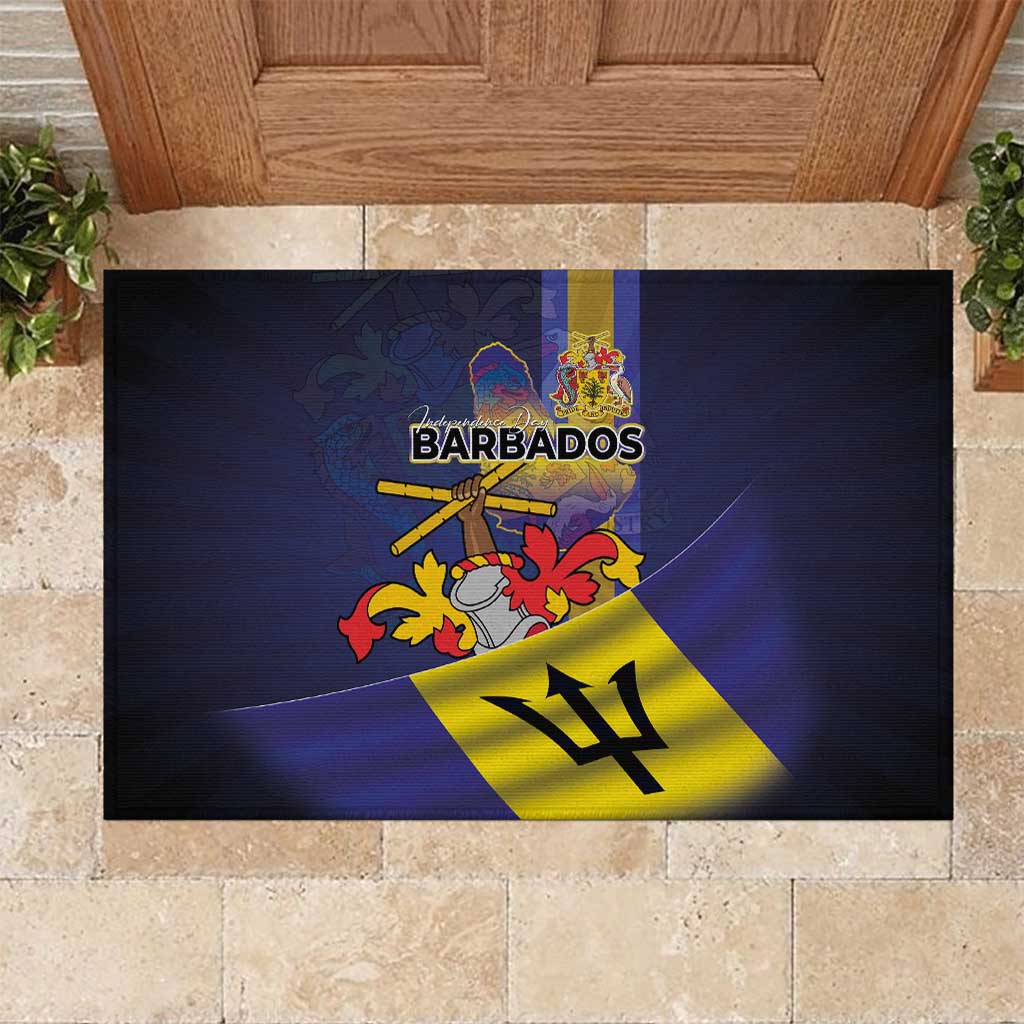 Barbados Independence Day Rubber Doormat Coat of Arms with Freedom Emblems - Wonder Print Shop