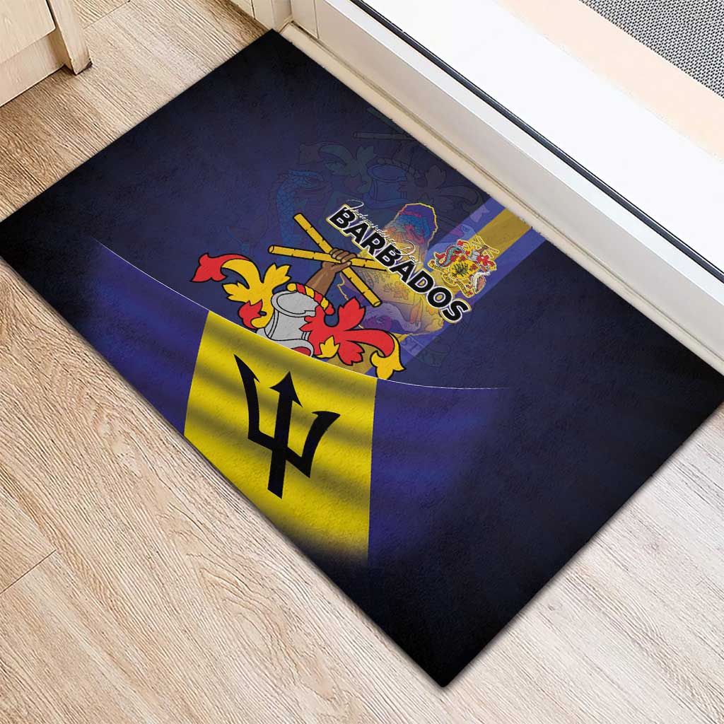 Barbados Independence Day Rubber Doormat Coat of Arms with Freedom Emblems - Wonder Print Shop
