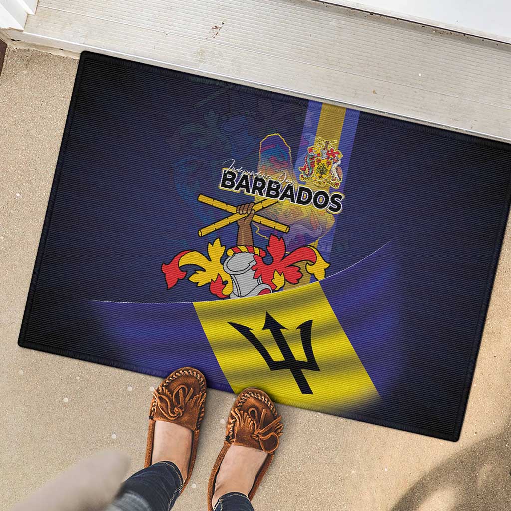 Barbados Independence Day Rubber Doormat Coat of Arms with Freedom Emblems - Wonder Print Shop