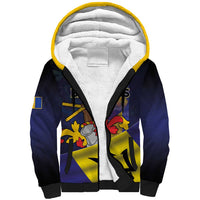 Barbados Independence Day Sherpa Hoodie Coat of Arms with Freedom Emblems - Wonder Print Shop