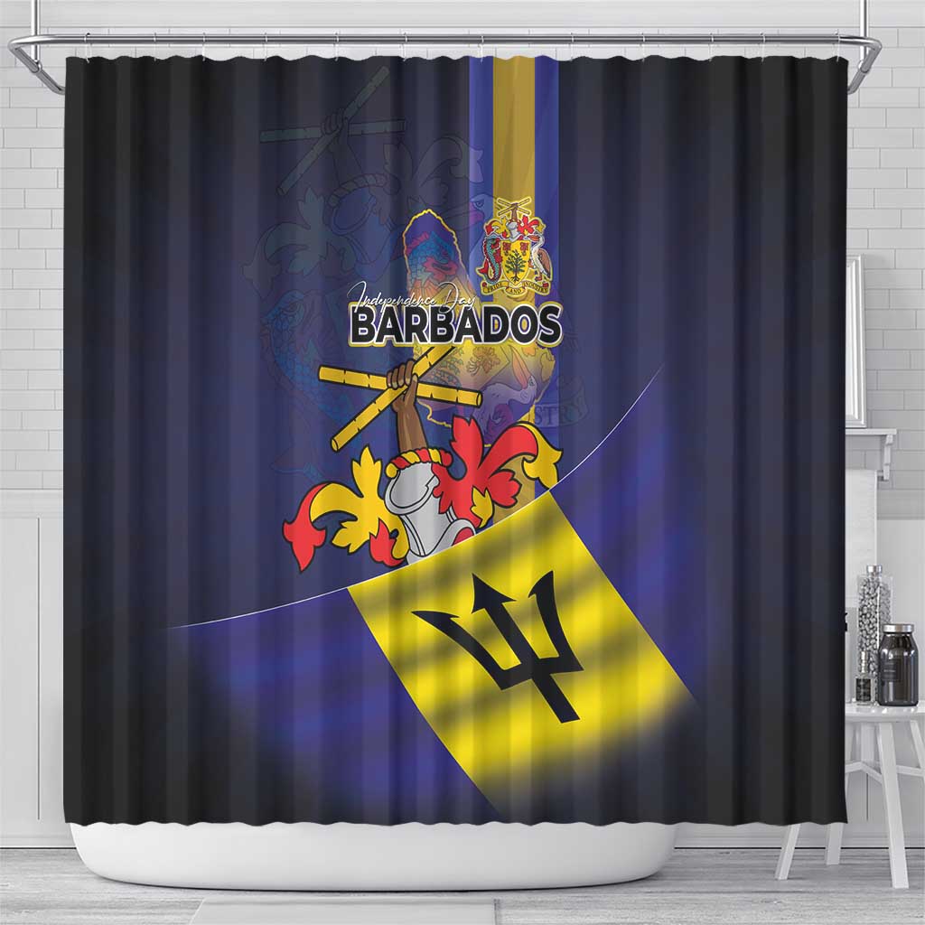 Barbados Independence Day Shower Curtain Coat of Arms with Freedom Emblems - Wonder Print Shop