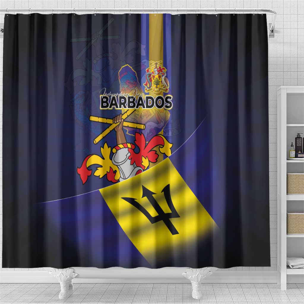 Barbados Independence Day Shower Curtain Coat of Arms with Freedom Emblems - Wonder Print Shop