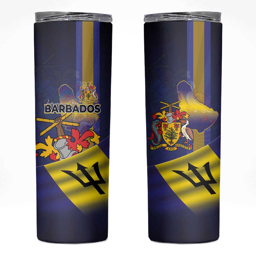 Barbados Independence Day Skinny Tumbler Coat of Arms with Freedom Emblems - Wonder Print Shop