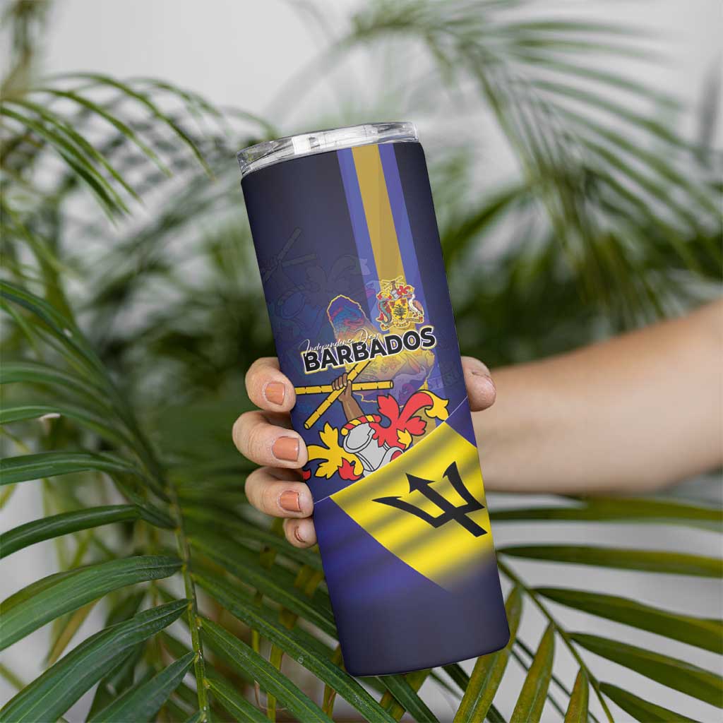 Barbados Independence Day Skinny Tumbler Coat of Arms with Freedom Emblems - Wonder Print Shop