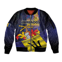 Barbados Independence Day Sleeve Zip Bomber Jacket Coat of Arms with Freedom Emblems - Wonder Print Shop