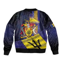 Barbados Independence Day Sleeve Zip Bomber Jacket Coat of Arms with Freedom Emblems - Wonder Print Shop