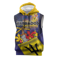 Barbados Independence Day Sleeveless Hoodie Coat of Arms with Freedom Emblems - Wonder Print Shop