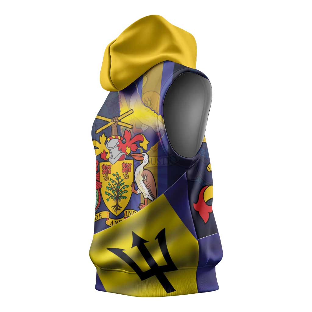 Barbados Independence Day Sleeveless Hoodie Coat of Arms with Freedom Emblems - Wonder Print Shop