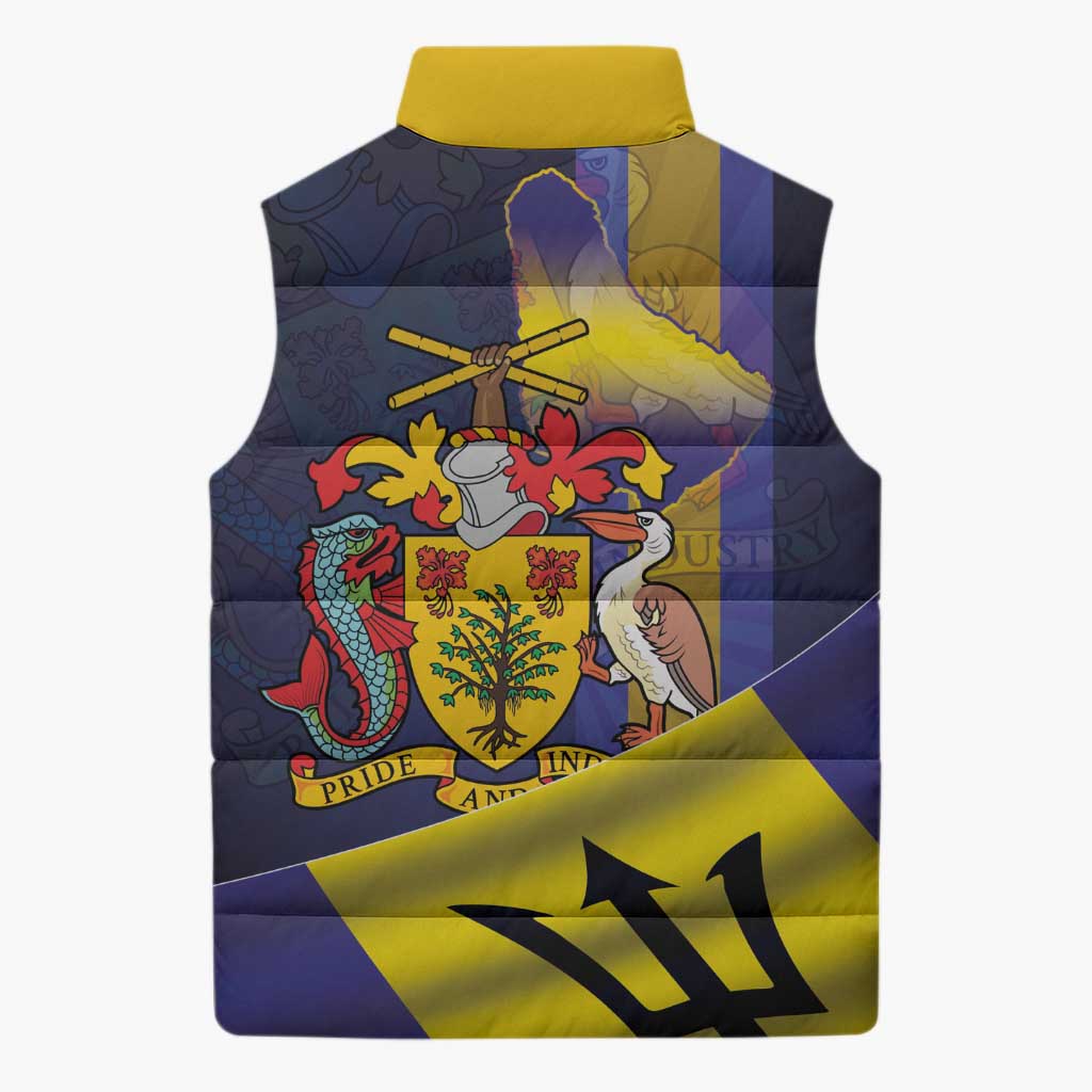 Barbados Independence Day Sleeveless Puffer Jacket Coat of Arms with Freedom Emblems - Wonder Print Shop