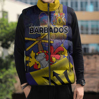 Barbados Independence Day Sleeveless Puffer Jacket Coat of Arms with Freedom Emblems - Wonder Print Shop